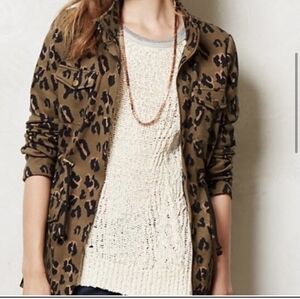Anthropologie Tabitha‎ Light Weight Jacket Size M leopard print Utility